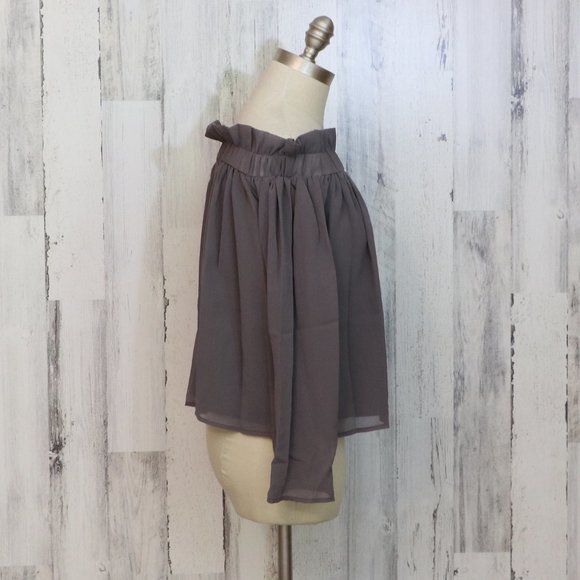 Lucca Couture Grey Ruffle Off Shoulder Top XS - Picture 4 of 7